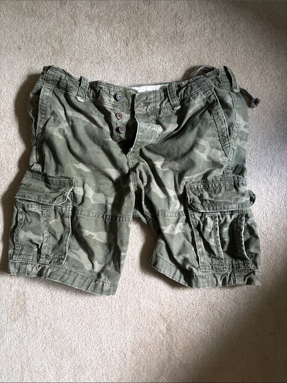 Abercrombie & Fitch Men's Olive Camo Cargo Shorts